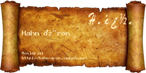 Hahn Áron névjegykártya